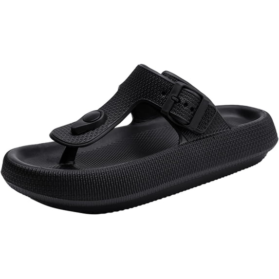 Unisex EVA Pillow Flip Flops with Adjustable Buckle, Classic T-Strap Sandals for Men & Women, Non-Slip Cushioned Sole, Lightweight Summer Slides