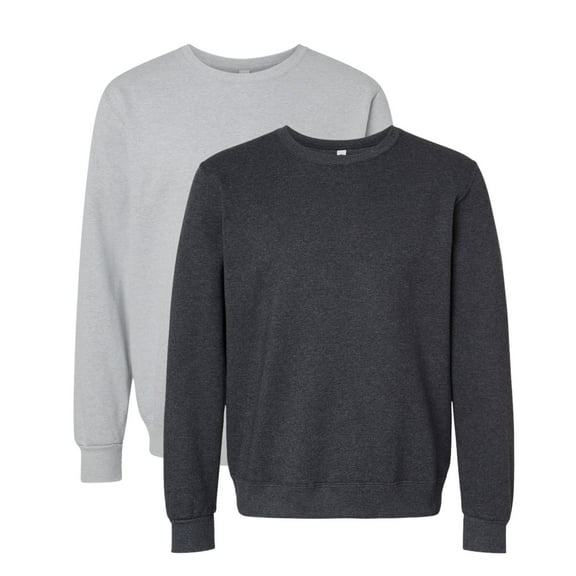 Unisex Eco Premium Blend Ring-Spun Crewneck Sweatshirt, 57/43 Cotton/Polyester Long Sleeve Winter Sweater (Black In Hethr Forest Gry Hethr 2 Pack, 3XL)