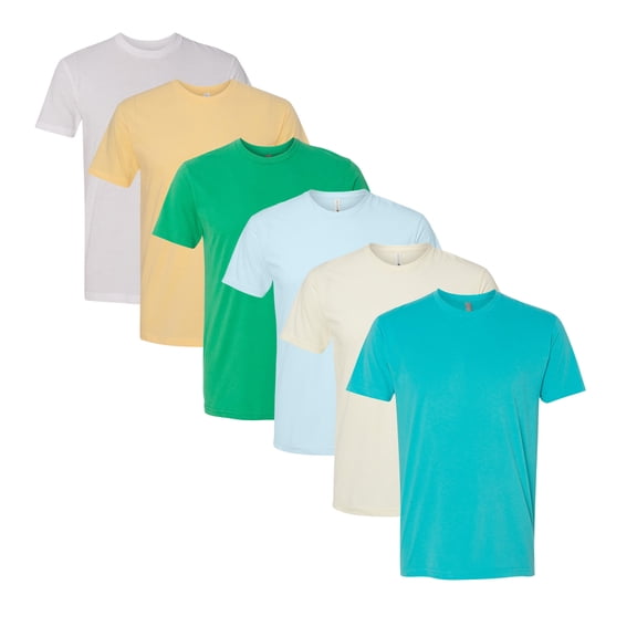 Unisex Ecosmart Bulk T-Shirt, 50/50 Cotton/Polyester Assorted Short Sleeve Crewneck Plain Tees (Bright Color 6 Pack, XL)