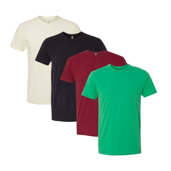 Unisex Ecosmart Bulk T-Shirt, 50/50 Cotton/Polyester Assorted Short Sleeve Crewneck Plain Tees (Dark+Bright Color 4 Pack, S)