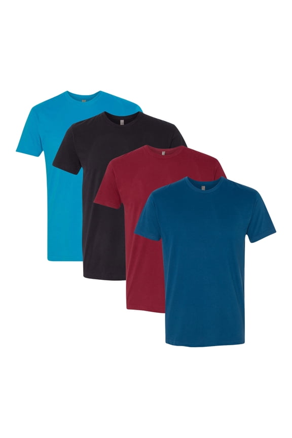 Unisex Ecosmart Bulk T-Shirt, 50/50 Cotton/Polyester Assorted Short Sleeve Crewneck Plain Tees (Dark Color 4 Pack, L)