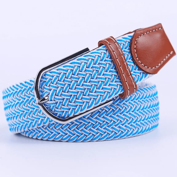 Unisex Elastic Fabric Woven Casual Belt Pin Buckle Expandable Braided Stretch Canvas Simple and Stylish Leisure Men Women Belt