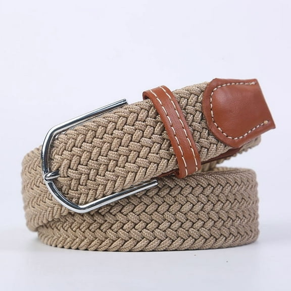 Unisex Elastic Fabric Woven Casual Belt Pin Buckle Expandable Braided Stretch Canvas Simple and Stylish Leisure Men Women Belt