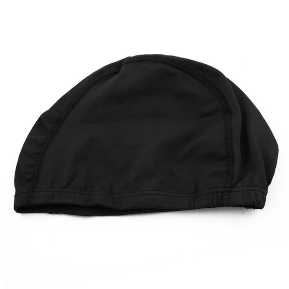 Unisex Elastic Fiber Water Sports Stretchy Ear Protector Swimming Cap Hat Black