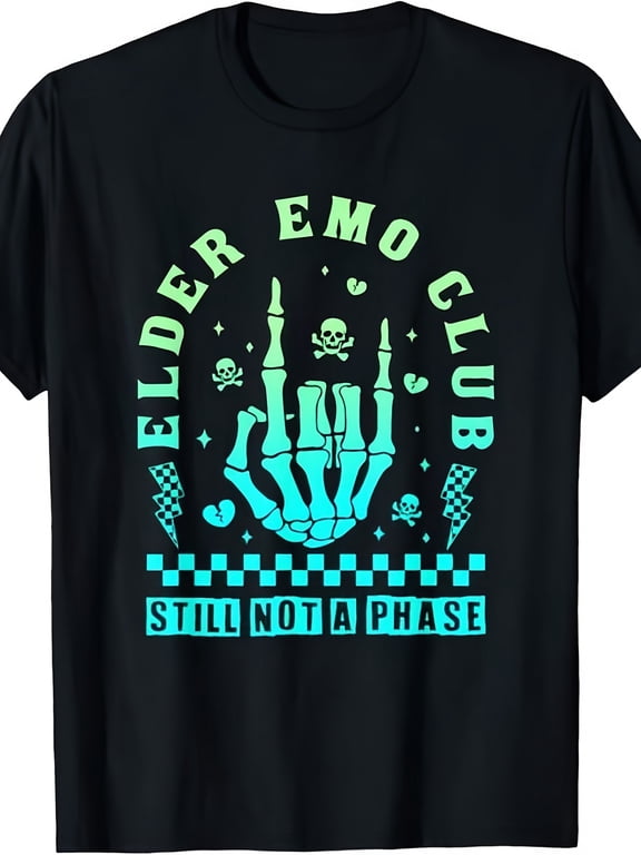 Unisex Elder Emo Club Skeleton Still Not A Phase Graphic T-Shirt