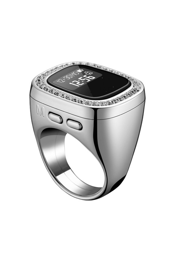 Unisex Electronic Tasbih Finger Counter Rings with Large Screen Islamist Prayer Reminder & Azan Alarm Prayer Counting Tool