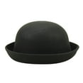 thumbnail image 1 of Unisex Elegant Solid Wool Panama Bowler Hat Roll Up Brim Bucket Hat, 1 of 2