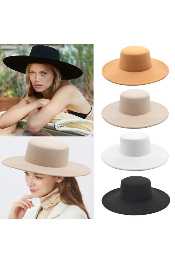 Unisex Elegant Winter Wool Fedora Hat 1920s Vintage Cloche Bowler Wide Brim