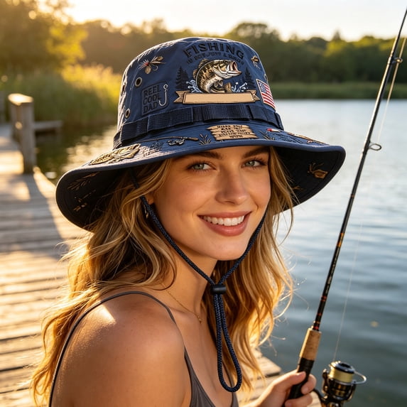 Unisex Embroidered Fishing Bucket Hat With Adjustable Windproof Dstring Wide Brim Sun Protection For Men Women