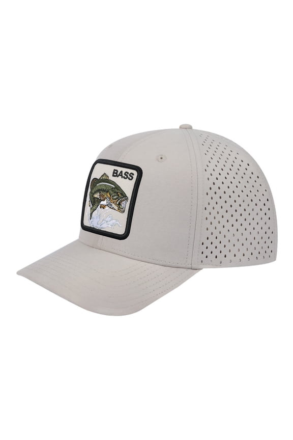 Unisex Embroidered The Bass, 6-Panel Microfiber Laser hole Trucker Hat, Beige/Beige, Adjustable Fit