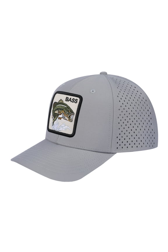 Unisex Embroidered The Bass, 6-Panel Microfiber Laser hole Trucker Hat, Light Grey/Light Grey, Adjustable Fit