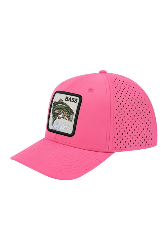 Unisex Embroidered The Bass, 6-Panel Microfiber Laser hole Trucker Hat, Pink/Pink, Adjustable Fit