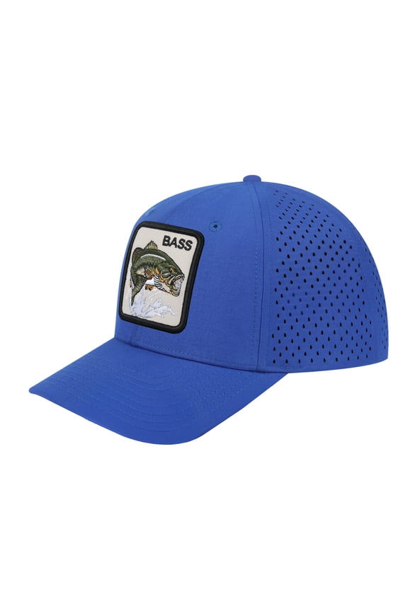 Unisex Embroidered The Bass, 6-Panel Microfiber Laser hole Trucker Hat, Royal Blue/Royal Blue, Adjustable Fit