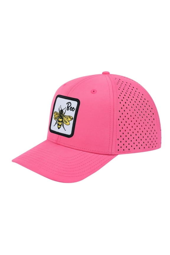 Unisex Embroidered The Bee, 6-Panel Microfiber Laser hole Trucker Hat, Pink/Pink, Adjustable Fit