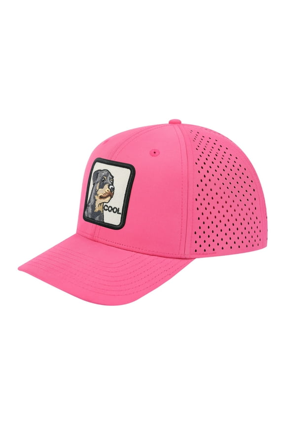 Unisex Embroidered The Cool, 6-Panel Microfiber Laser hole Trucker Hat, Pink/Pink, Adjustable Fit
