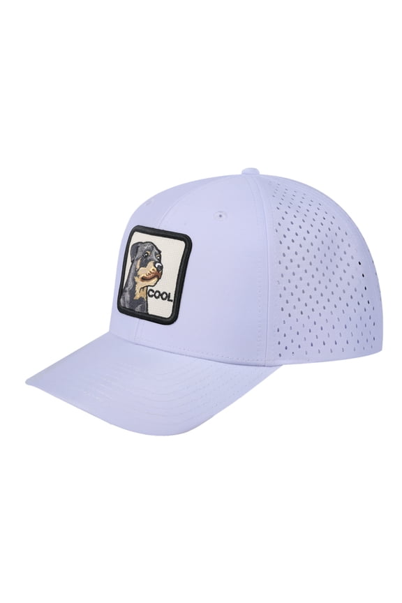 Unisex Embroidered The Cool, 6-Panel Microfiber Laser hole Trucker Hat, White/White, Adjustable Fit