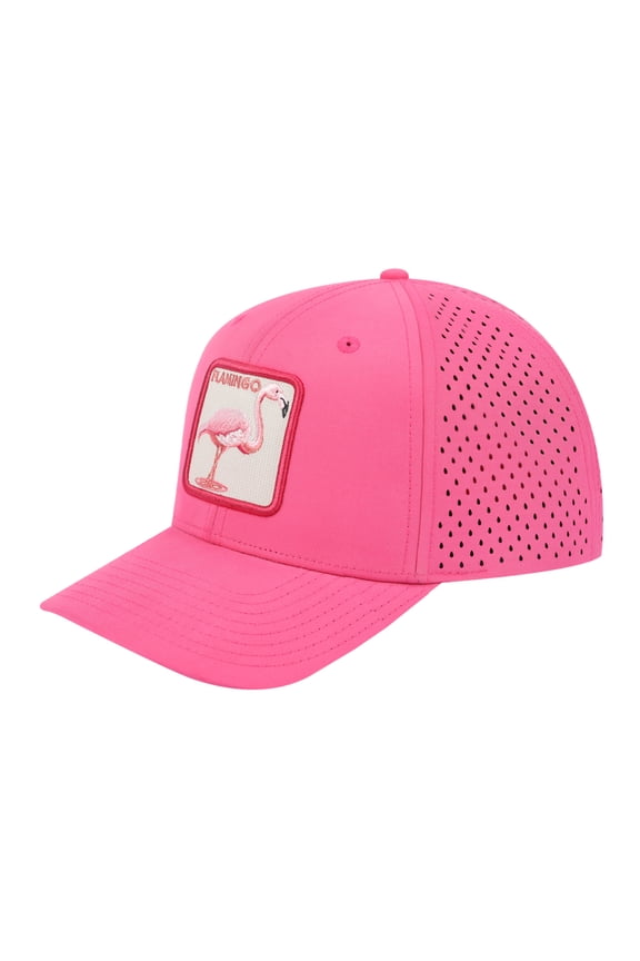 Unisex Embroidered The Flamingo, 6-Panel Microfiber Laser hole Trucker Hat, Pink/Pink, Adjustable Fit