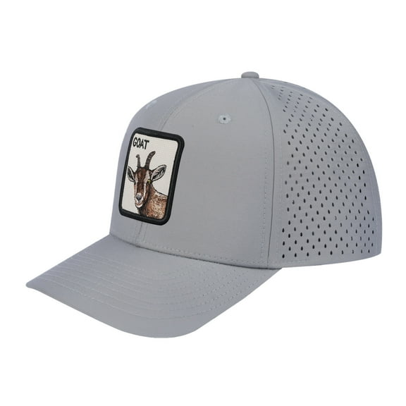 Unisex Embroidered The Goat, 6-Panel Microfiber Laser hole Trucker Hat, Light Grey/Light Grey, Adjustable Fit