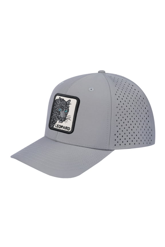 Unisex Embroidered The Leopard V2, 6-Panel Microfiber Laser hole Trucker Hat, Light Grey/Light Grey, Adjustable Fit