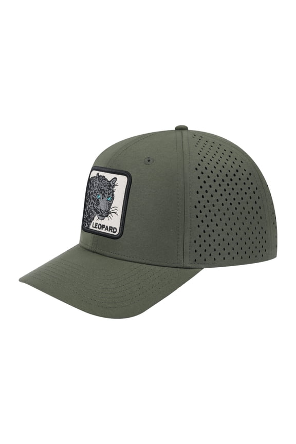Unisex Embroidered The Leopard V2, 6-Panel Microfiber Laser hole Trucker Hat, Olive Green/Olive Green, Adjustable Fit