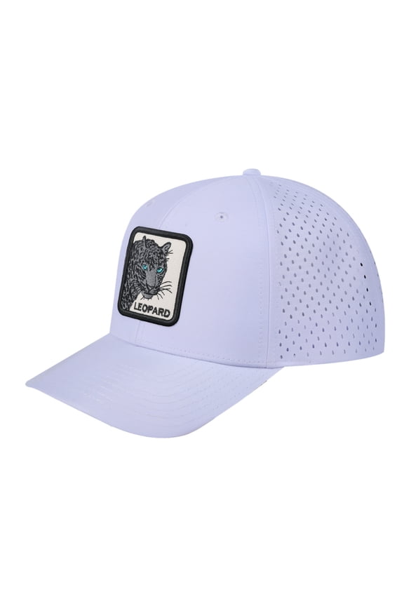 Unisex Embroidered The Leopard V2, 6-Panel Microfiber Laser hole Trucker Hat, White/White, Adjustable Fit