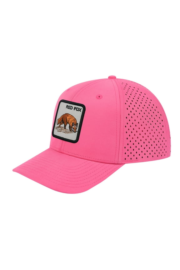 Unisex Embroidered The Red Fox, 6-Panel Microfiber Laser hole Trucker Hat, Pink/Pink, Adjustable Fit