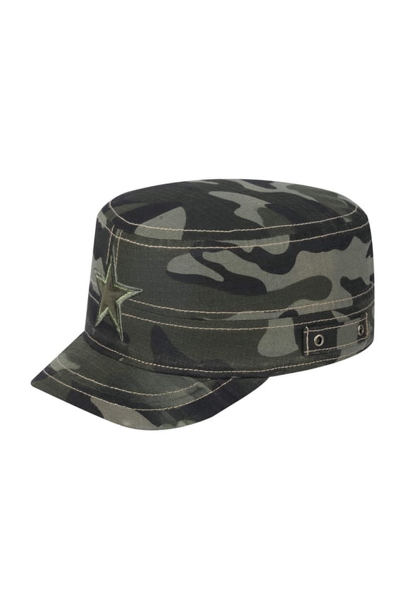 Unisex Embroidered The Star, Military Hat, Green Camo/Green Camo, Adjustable Fit