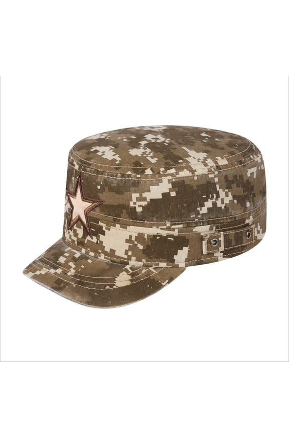 Unisex Embroidered The Star, Military Hat, Khaki Camo 2/Khaki Camo 2, Adjustable Fit