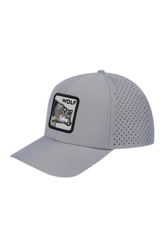 Unisex Embroidered The Wolf, 6-Panel Microfiber Laser hole Trucker Hat, Light Grey/Light Grey, Adjustable Fit