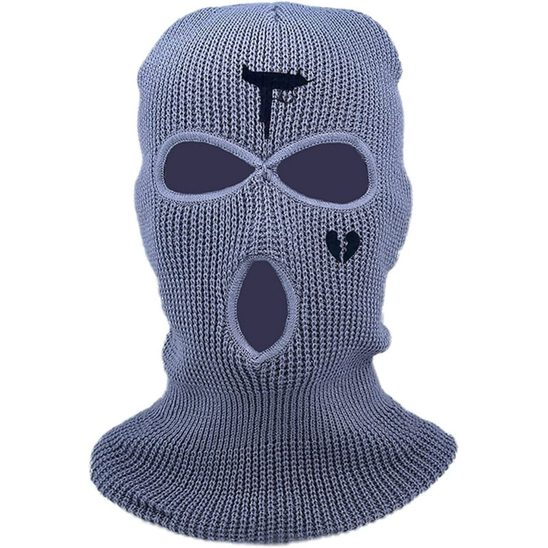 3 Hole Full Face Ski Mask Winter Cap Balaclava Beanie Red Uzi And Heart Gun