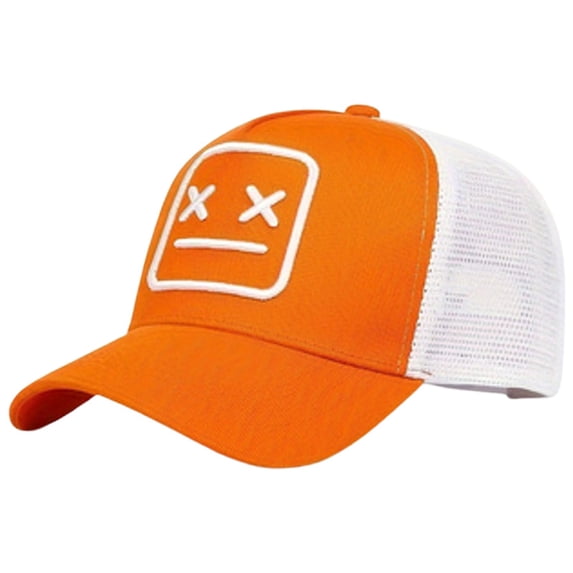 Unisex Emoji Patch Trucker Hat Embroidered Mesh Baseball Cap, Adjustable Sun Hat for Men Women Versatile Dad Cap