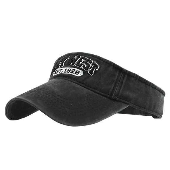Unisex Empty Top Sun Hat Washed Canvas Visor Outdoor Embroidery Cap Adjustable