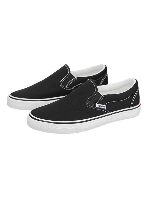 Unisex Espadrilles Flats Breathable Slip On Canvas Shoes Black 43