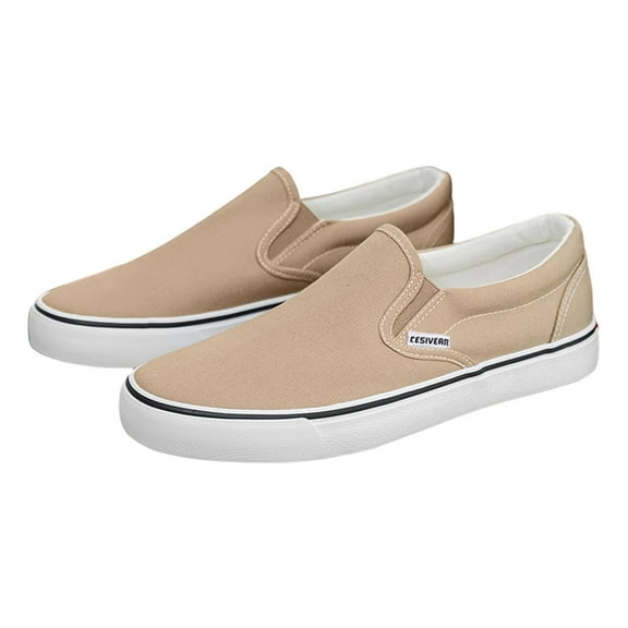 Unisex Espadrilles Flats Breathable Slip On Canvas Shoes Khaki 42