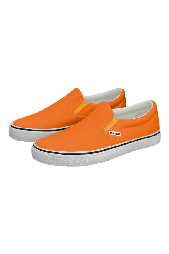 Unisex Espadrilles Flats Breathable Slip On Canvas Shoes Orange 40