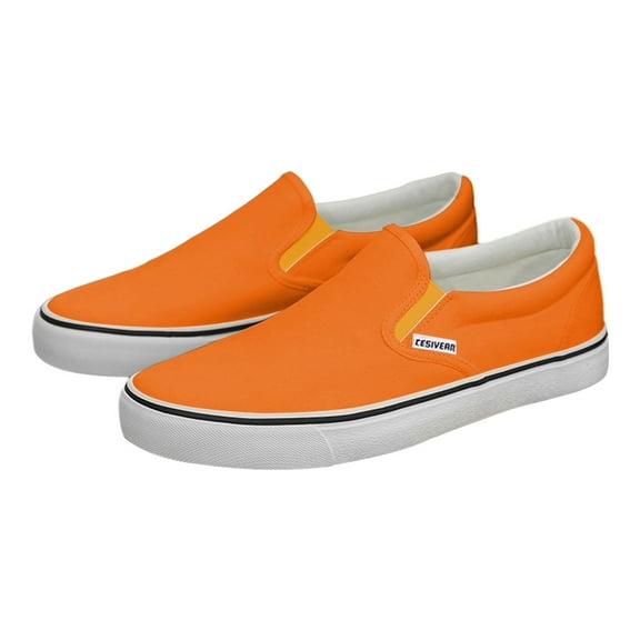 Unisex Espadrilles Flats Breathable Slip On Canvas Shoes Orange 42