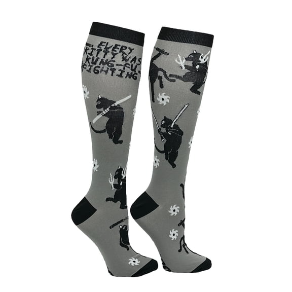 Unisex Every Kitty Was Kung Fu Fighting Funny Compression Socks for Men and Women
