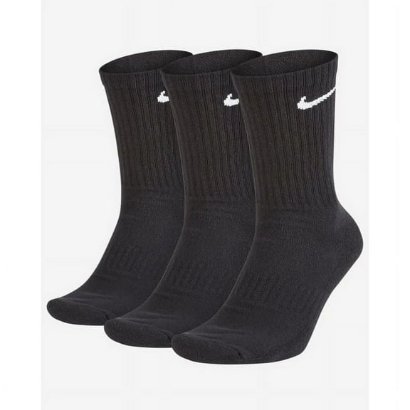 Unisex Everyday Cotton Cushioned Crew Training Socks Enagic with NlKE 3 Pair, Size M (6-8) - Black