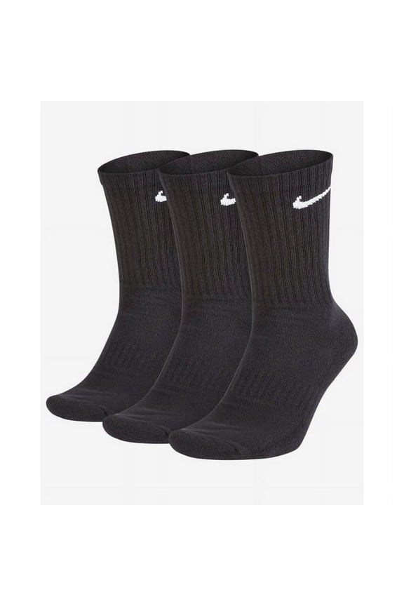 Unisex Everyday Cotton Cushioned Crew Training Socks Enagic with NlKE 3 Pair, Size M (6-8) - Black