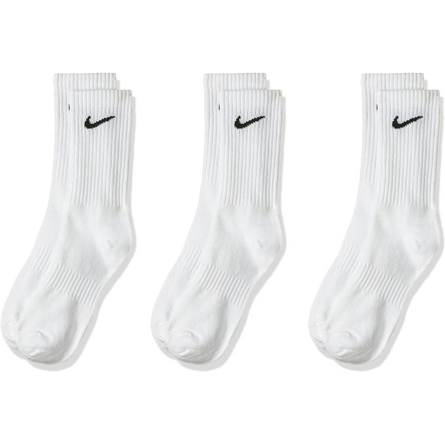 Unisex Everyday Lightweight Crew Training Socks (3 Pair) Medium White ...