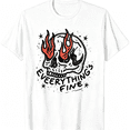 thumbnail image 1 of Unisex Everything's Fine Skull Flame Retro Graphic T-Shirt, 1 of 6
