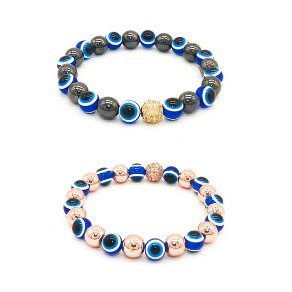 Unisex Evil Eye Bracelet - Tiger Eye, Obsidian & Hematite Style Beads - Protection & Style