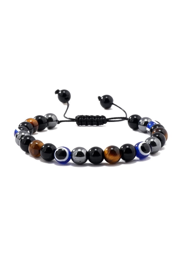 Unisex Evil Eye Bracelet - Tiger Eye, Obsidian & Hematite Style Beads - Protection & Style