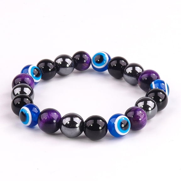 Unisex Evil Eye Bracelet - Tiger Eye, Obsidian & Hematite Style Beads - Protection & Style