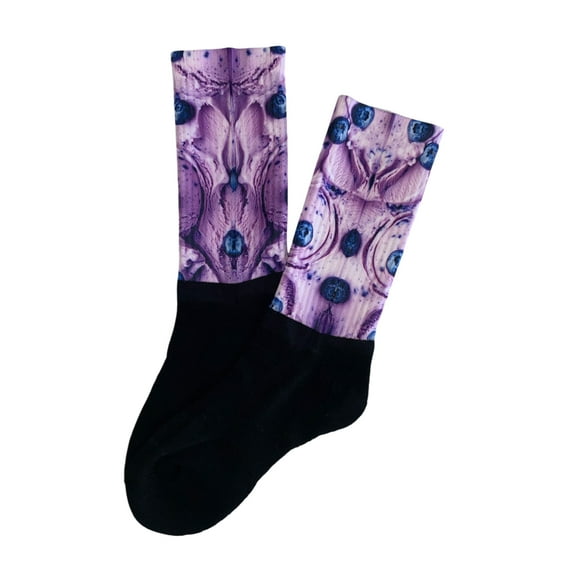 Unisex Extra Large Sole Food Blueberry Ice Cream Sublimated Socks by Thread Pros