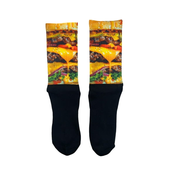 Unisex Extra Large Sole Food Cheeseburger Sublimated Socks by Thread Pros