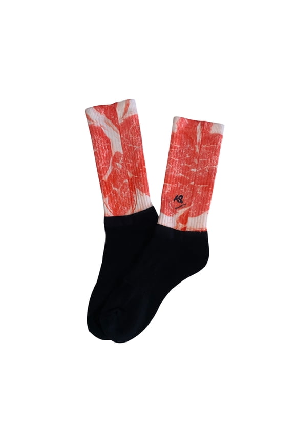 Unisex Extra Large Sole Food Ribeye Steak Sublimated Socks by Thread Pros