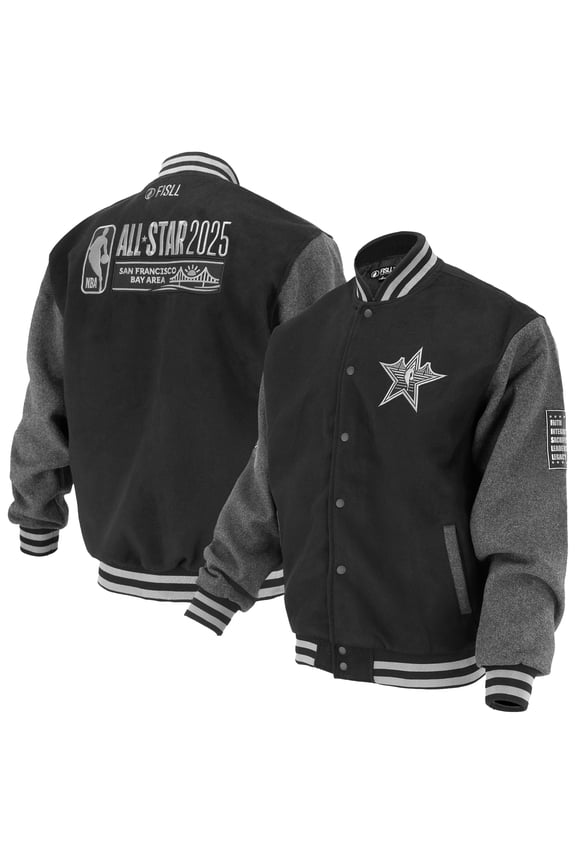 Unisex-FISLL Black 2025 All-Star Game Full-Snap Varsity Jacket