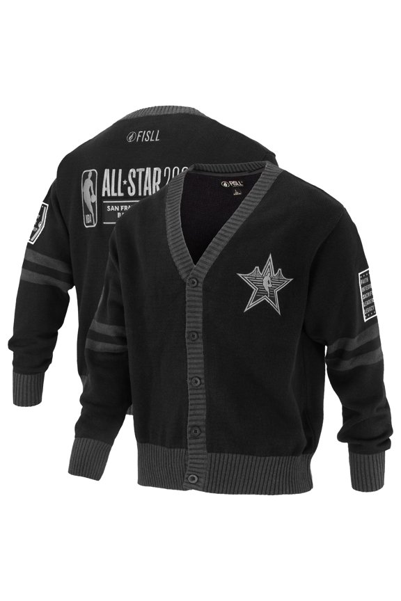 Unisex-FISLL Black 2025 NBA All-Star Game Full-Button Cardigan Sweater