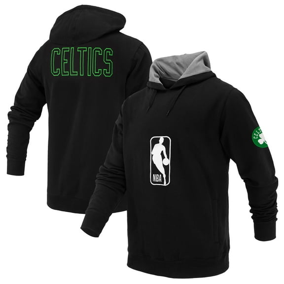 Unisex FISLL Black Boston Celtics Logoman Shadow Collection Pullover Hoodie